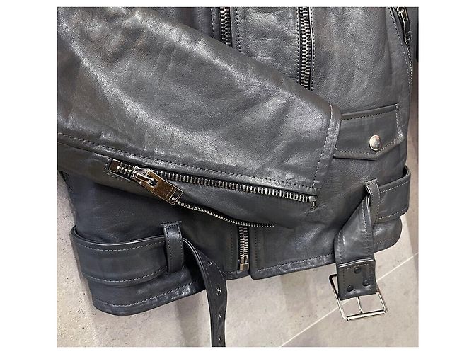 Saint Laurent Cafreather Motorradjacke Dunkelgrau - Ansicht 6