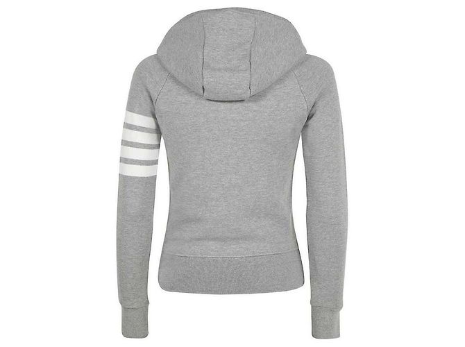 Thom Browne Hoodie con zip in jersey con loopback e strisce RWB Multicolore - vista 6