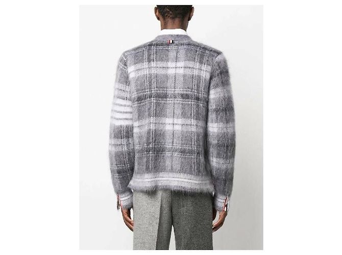 Thom Browne Cárdigan de mohair con cuello en V de tartán - vista 7