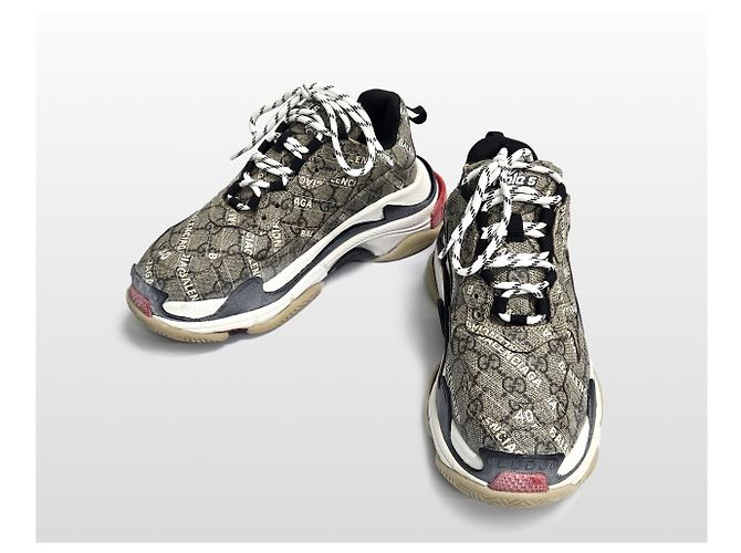 Balenciaga Gucci Il Progetto Hacker Triple Sneakers Marrone - vista 6