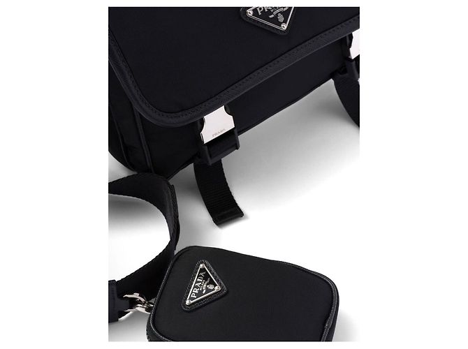 Prada Borsa a tracolla nera con logo Re-Nylon Nero - vista 6