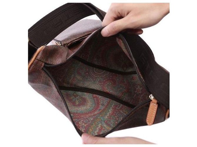 Etro Borsa a Spalla Mezza Luna Paisley Marrone - vista 7