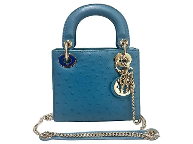 Dior Borsa Mini Struzzo Donna Blu Azzurro - vista 5