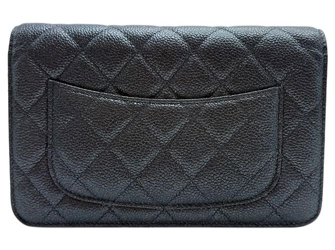 Wallet On Chain Chanel Portafoglio WOC Caviar su Catena Blu Metallico - vista 4