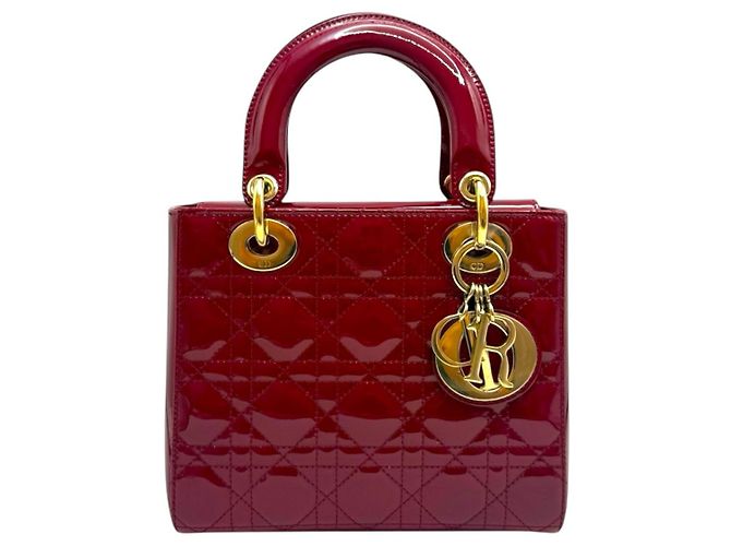 Dior Borsa tote piccola in vernice Cannage rosso ciliegia - vista 2