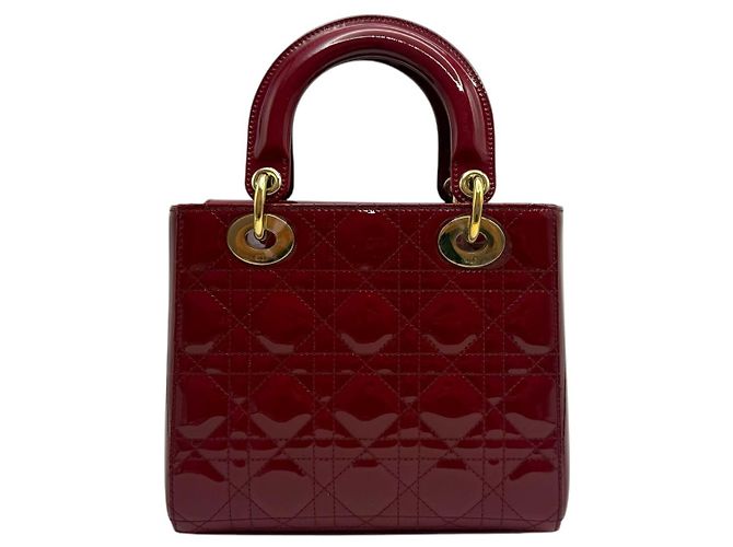 Dior Borsa tote piccola in vernice Cannage rosso ciliegia - vista 4