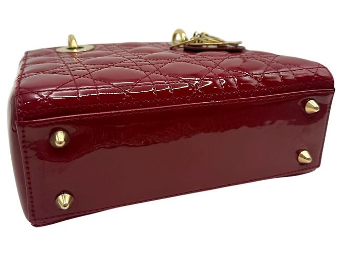 Dior Borsa tote piccola in vernice Cannage rosso ciliegia - vista 5