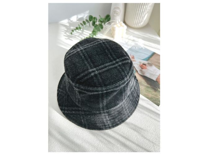 Burberry Woll-Check Bucket Hat in Anthrazitgrau Braun - Ansicht 11
