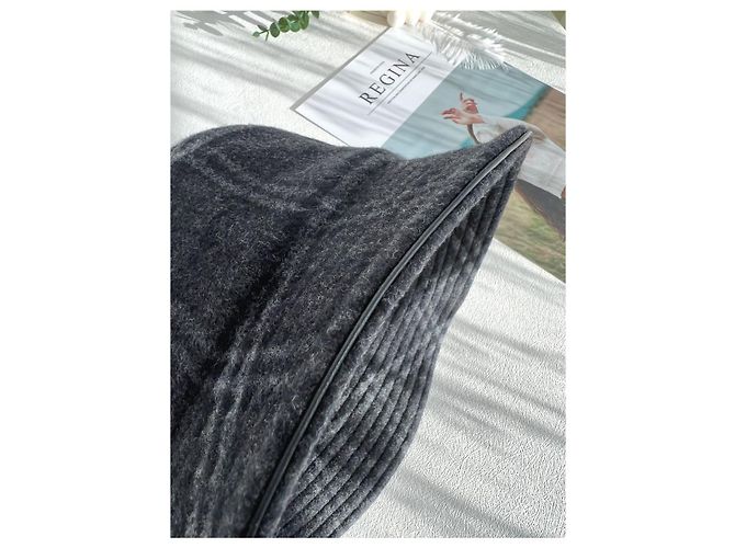 Burberry Woll-Check Bucket Hat in Anthrazitgrau Braun - Ansicht 12
