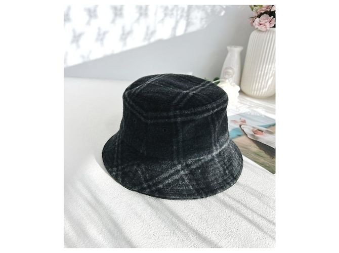 Burberry Woll-Check Bucket Hat in Anthrazitgrau Braun - Ansicht 13