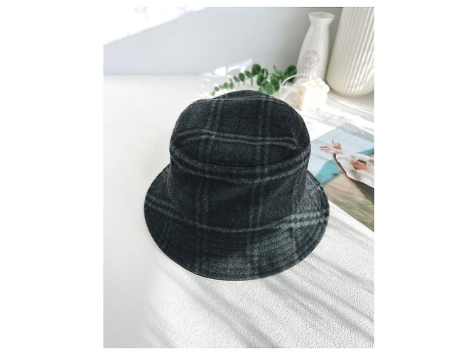 Burberry Woll-Check Bucket Hat in Anthrazitgrau Braun - Ansicht 3