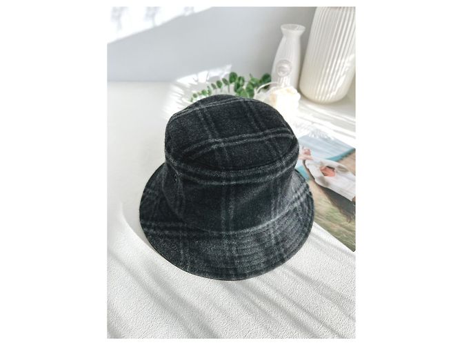 Burberry Woll-Check Bucket Hat in Anthrazitgrau Braun - Ansicht 6
