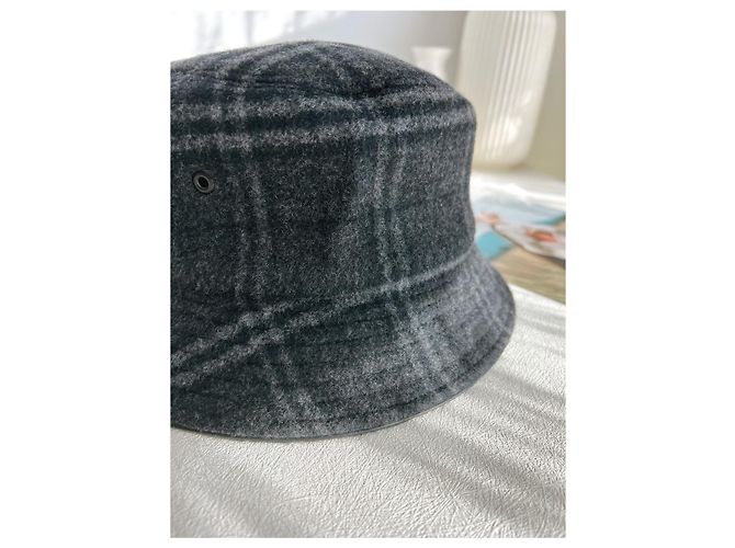 Burberry Woll-Check Bucket Hat in Anthrazitgrau Braun - Ansicht 7