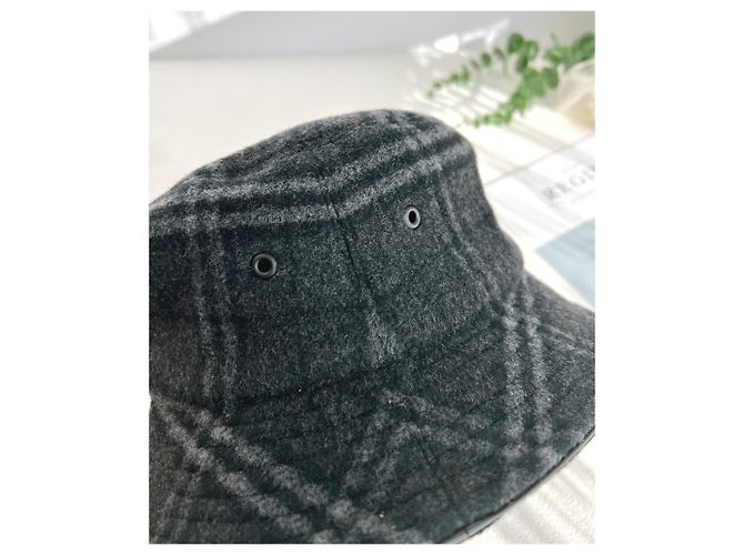 Burberry Woll-Check Bucket Hat in Anthrazitgrau Braun - Ansicht 8