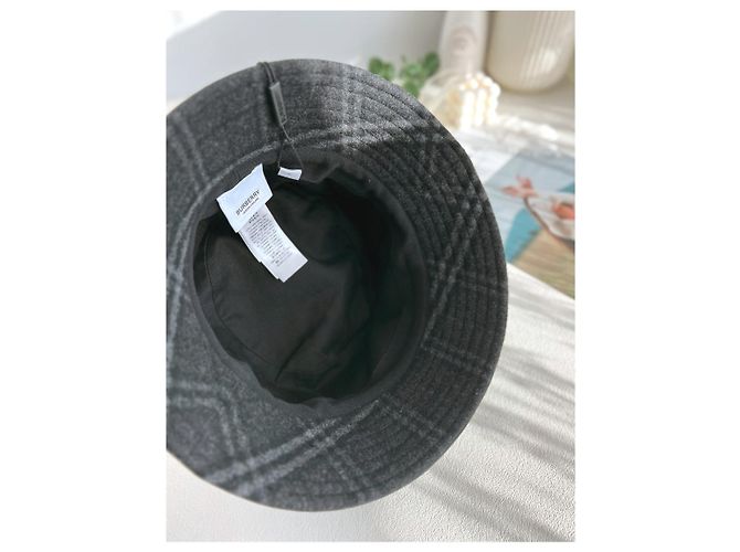 Burberry Woll-Check Bucket Hat in Anthrazitgrau Braun - Ansicht 9