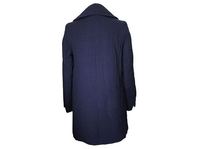Zadig & Voltaire Marine Red Button Wool Blend Coat Blue - view 3