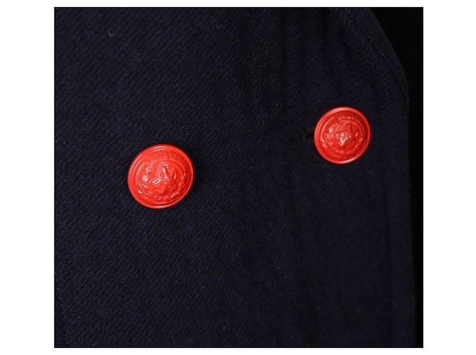 Zadig & Voltaire Marine Red Button Wool Blend Coat Blue - view 5