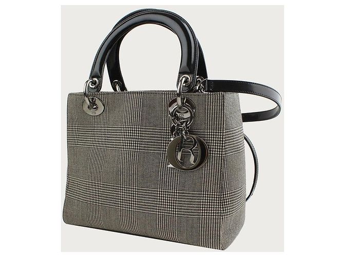 Lady Dior Dior Borsa piccola a spalla e tote in tessuto Glencheck argento per donna Marrone - vista 2