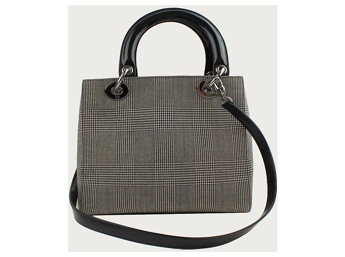Lady Dior Dior Borsa piccola a spalla e tote in tessuto Glencheck argento per donna Marrone - vista 3