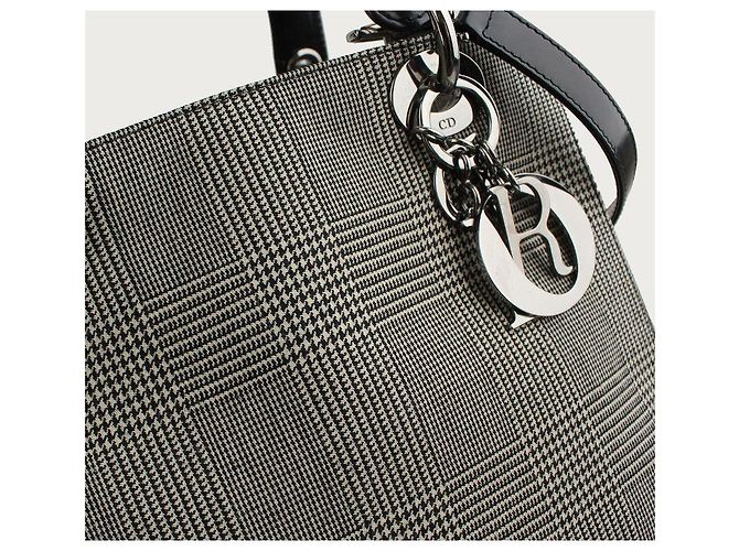Lady Dior Dior Borsa piccola a spalla e tote in tessuto Glencheck argento per donna Marrone - vista 6