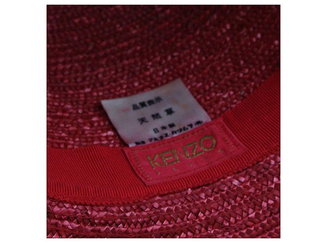 Kenzo Korallenroter Strohhut aus Raffia - Ansicht 4