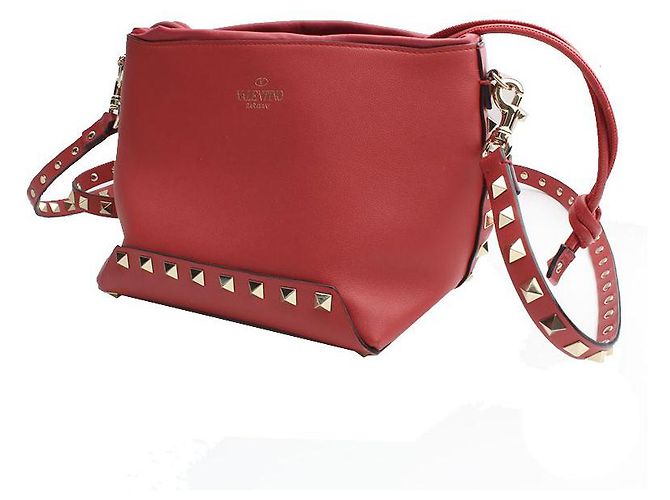 Valentino Borsa a tracolla mini Rockstud rosso corallo - vista 2
