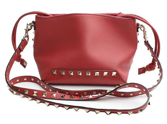 Valentino Borsa a tracolla mini Rockstud rosso corallo - vista 3