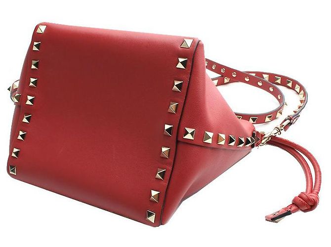 Valentino Borsa a tracolla mini Rockstud rosso corallo - vista 4