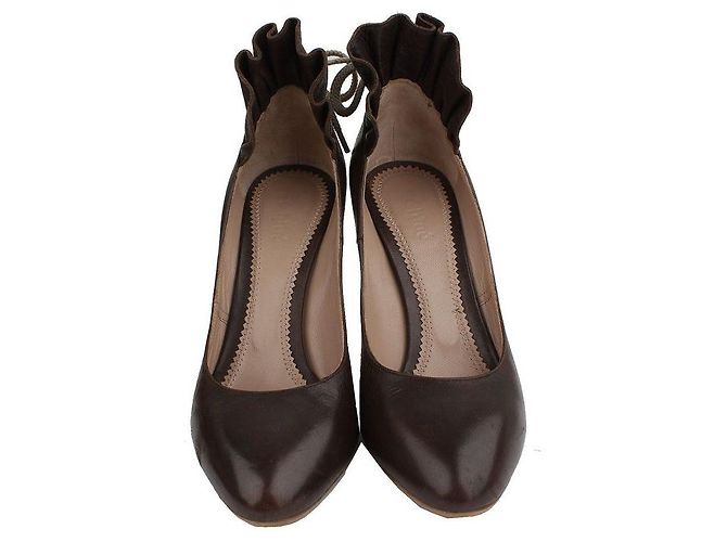 Chloé Schokoladenbraune Rüschenschnürpumps - Ansicht 2