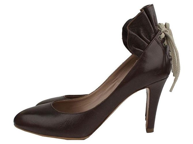Chloé Schokoladenbraune Rüschenschnürpumps - Ansicht 3