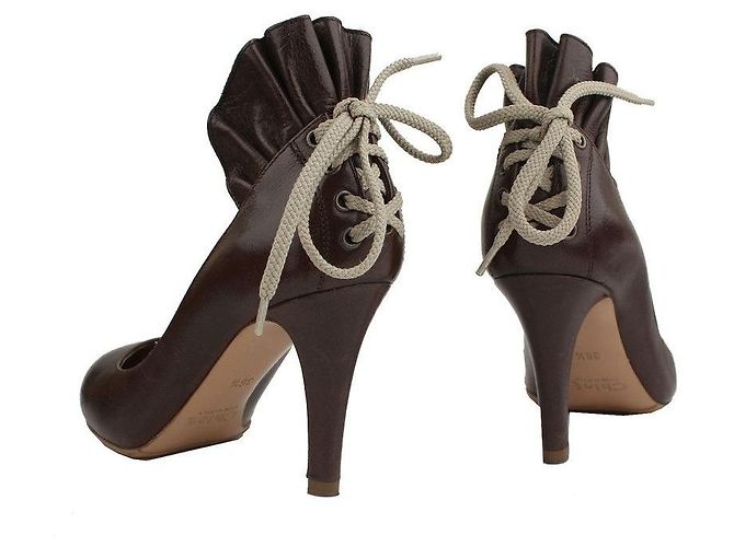 Chloé Schokoladenbraune Rüschenschnürpumps - Ansicht 5