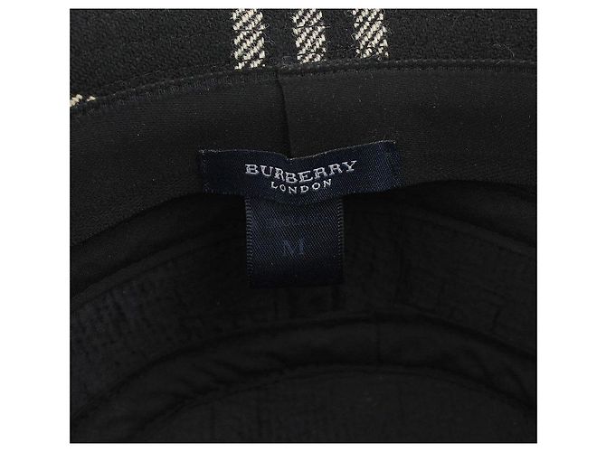Burberry Schwarzer Wollhut mit kariertem Strickrand Mehrfarben - Ansicht 3