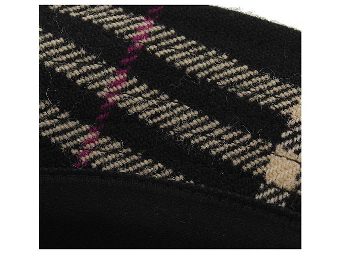 Burberry Schwarzer Wollhut mit kariertem Strickrand Mehrfarben - Ansicht 4