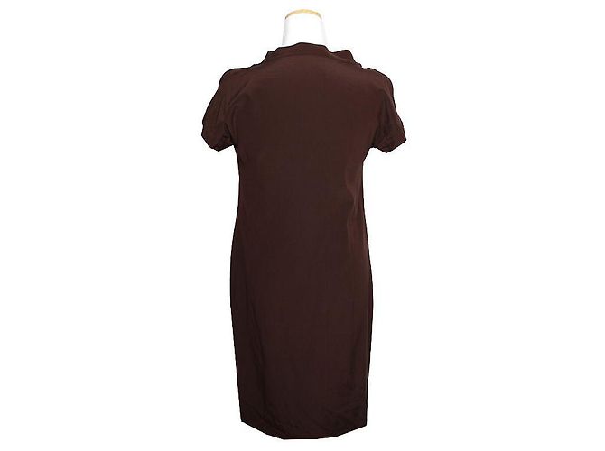 Gucci Dunkelbraunes Seidenkleid mit V-Ausschnitt - Ansicht 2