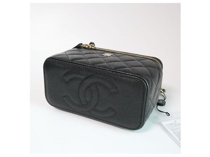 Vanity Chanel Mini bolsa cosmética rectangular en caviar negro clásico, porta tarjetas WOC - vista 6