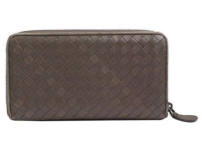 Bottega Veneta khaki grauer gewebter langer Geldbeutel Braun - Ansicht 2