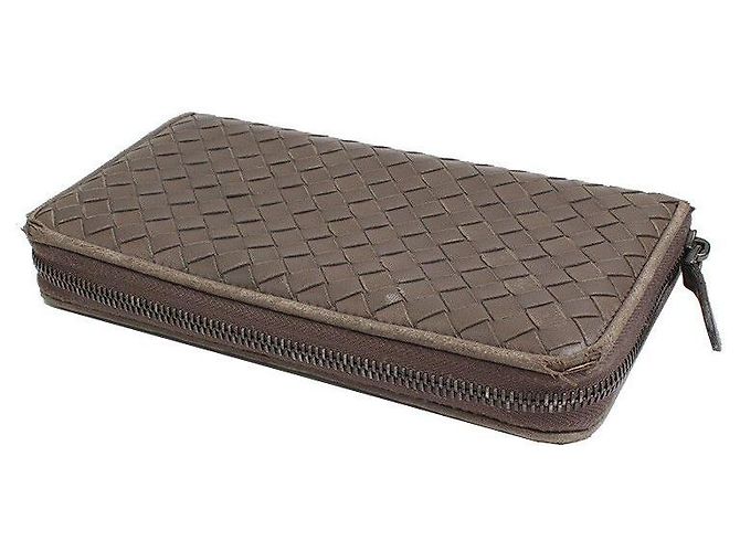 Bottega Veneta khaki grauer gewebter langer Geldbeutel Braun - Ansicht 3