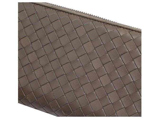 Bottega Veneta khaki grauer gewebter langer Geldbeutel Braun - Ansicht 5