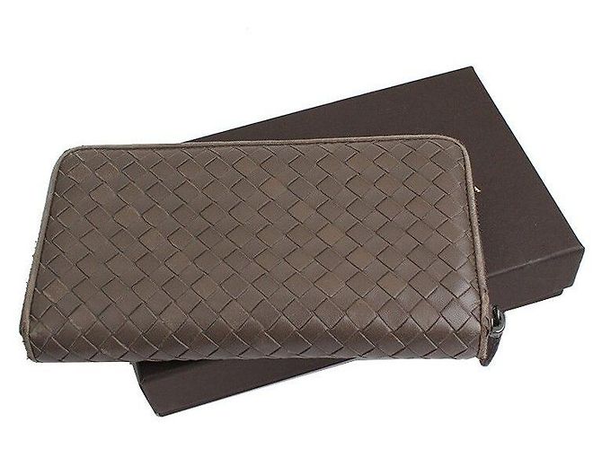 Bottega Veneta khaki grauer gewebter langer Geldbeutel Braun - Ansicht 6