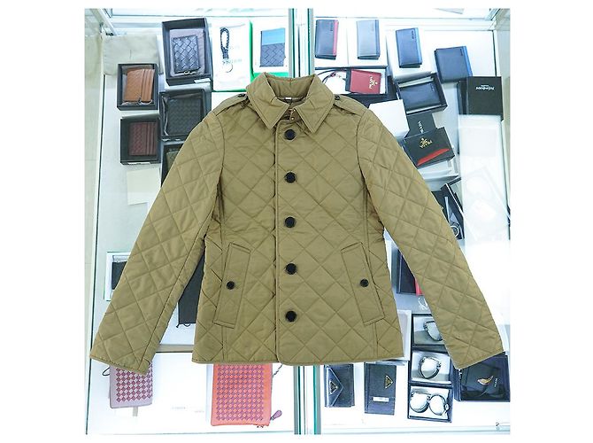 Burberry Nova Jaqueta Matelassada Frankby em Lona Bege de Poliéster Multicor - vista 22