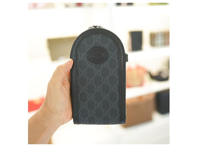 Gucci Mini Borsa Supreme in Tela Nera Nero - vista 10