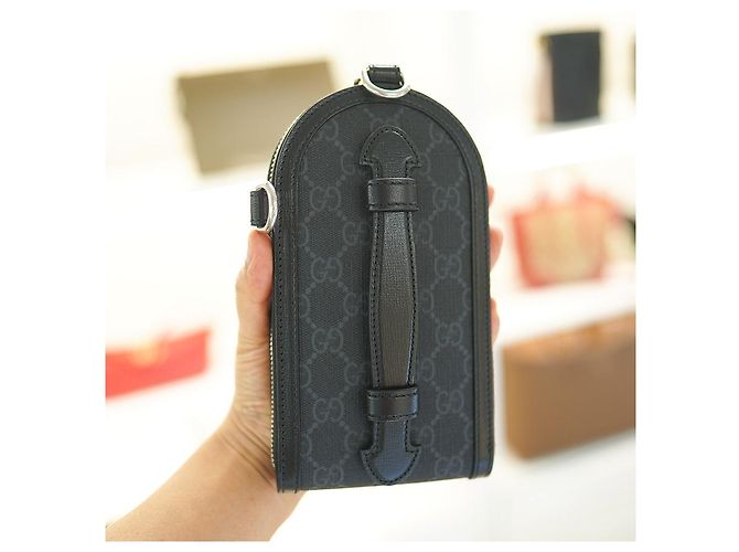 Gucci Mini Borsa Supreme in Tela Nera Nero - vista 12