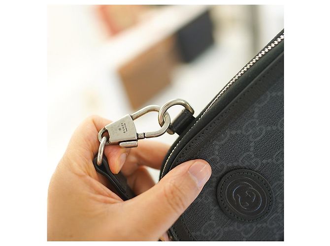 Gucci Mini Borsa Supreme in Tela Nera Nero - vista 18