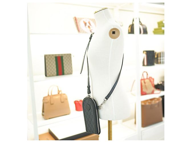 Gucci Mini Borsa Supreme in Tela Nera Nero - vista 3