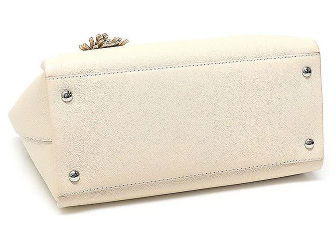 Twist Louis Vuitton Cream Beige Calfskin Silver Lockme Tote Tassel Brown - view 5