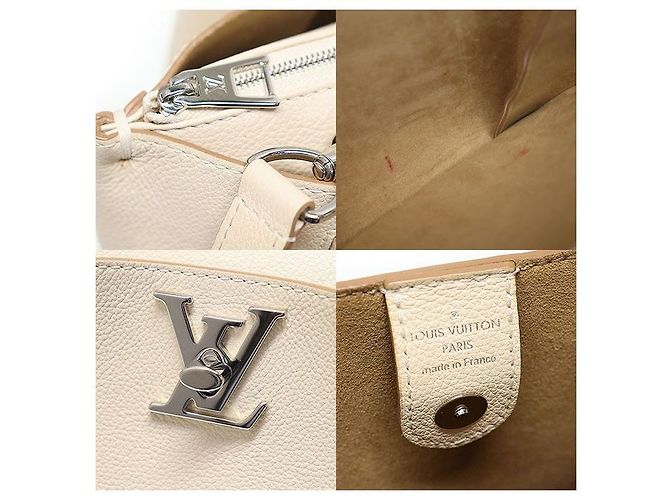 Twist Louis Vuitton Cream Beige Calfskin Silver Lockme Tote Tassel Brown - view 7