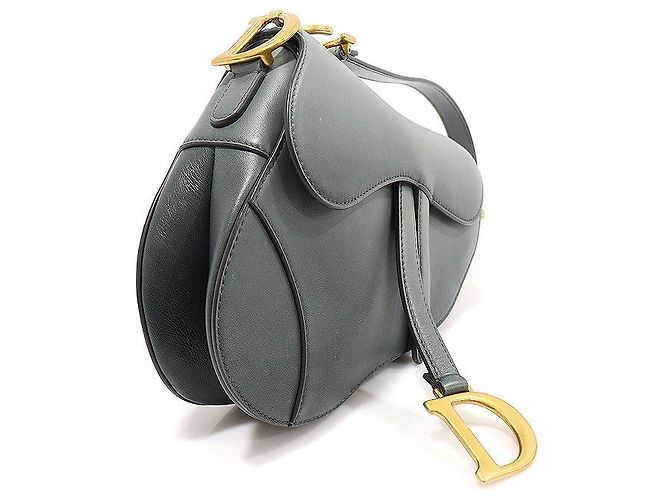 Saddle Dior Borsa a spalla media in pelle di vitello gradiente blu grigio - vista 2
