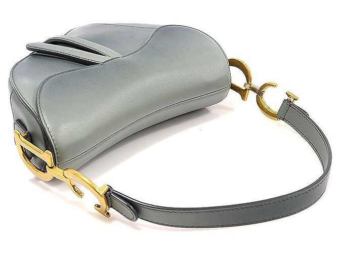 Saddle Dior Borsa a spalla media in pelle di vitello gradiente blu grigio - vista 3