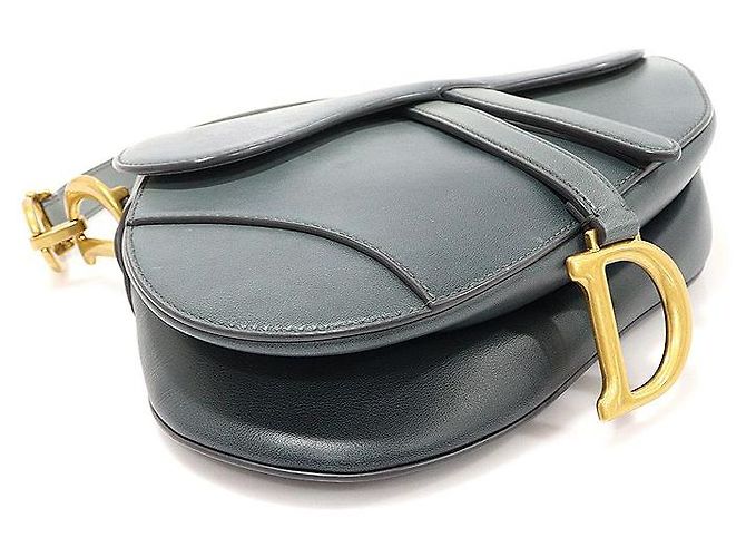 Saddle Dior Borsa a spalla media in pelle di vitello gradiente blu grigio - vista 4