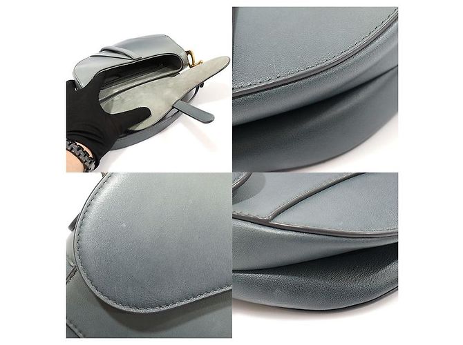 Saddle Dior Borsa a spalla media in pelle di vitello gradiente blu grigio - vista 5
